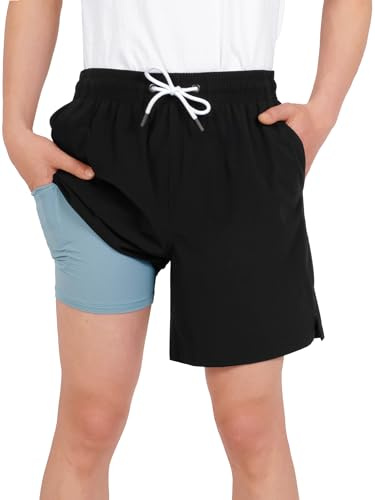 YOUNGSOUL Badehose Jungen Badeshorts mit Kompression Kinder 2 in 1 Schnelltrocknend Swim Shorts Boardshorts Schwimmhose