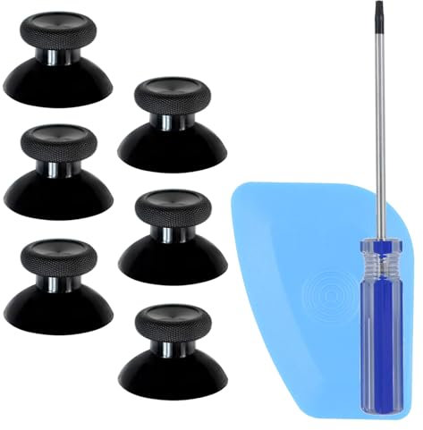 OnlyTech - Lot de 6 Joysticks de remplacement pour Xbox One et Serie X / S et Manette Elite - Noir - Avec Outils