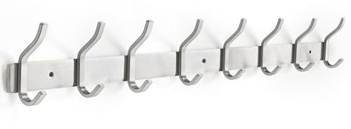 YUNISS Porte Manteau Mural, Portemantea en Acier Inoxydable, Porte Manteaux avec 6 Crochets pour Chambre, Salle de bain, Cuisine (Argent, 8 Crochets)
