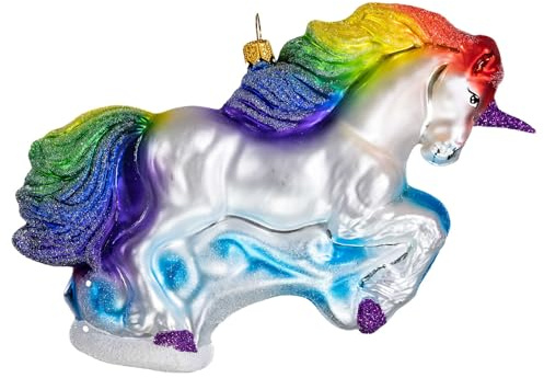 Einhorn, Weihnachtsbaumschmuck aus mundgeblasenem Glas