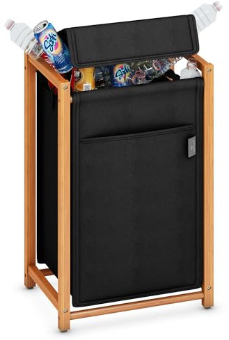 ADEL DREAM 80L Pfandflaschen Sammelbehälter mit Deckel Groß Pfandflaschen Aufbewahrung Behälter Leergut & Altglas Aufbewahrung Flaschensammler mit Küche Abstellraum Flaschentasche Schwarz