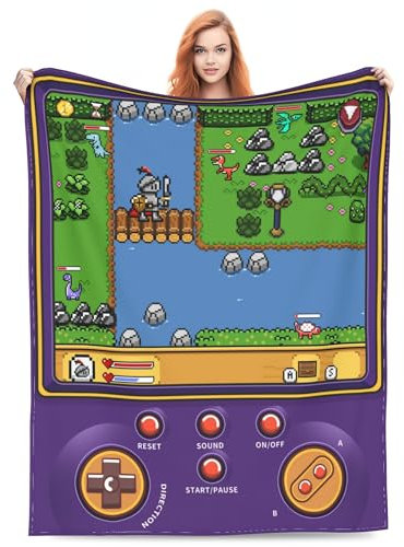 GDEVIG Überwurfdecke, Gameboy-Gamer-Plüsch-Bettdecke, leicht, bequem, Premium-Flanell, warme Decke, ultraweich, mit Nähten, für alle Jahreszeiten, Größe S (127 x 101,6 cm)