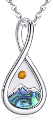 ONEFINITY Senf Samen Halskette 925 Sterling Silber Unendlichkeit Berg Halskette Berg Anhänger Schmuck für Frauen