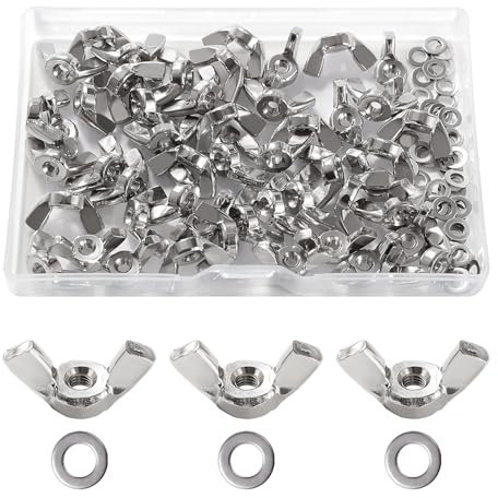 Lyeteung 50 Stücke M3 Flügelmutter, Edelstahl Wing Nut, Metrische Flügelmutter, mit 50 Stücke Unterlegscheiben, für Heimwerker DIY Tools, Elektronische Geräte Hardware
