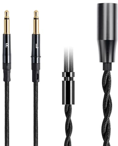 FAAEAL Monitor Headphone Cable,Soft Cotton Yarn Cover Dual 3.5mm Over-Ear AUX Cord Compatible with Hifiman HE560 HE4XX Meze 99 Classics MEZE 109 Pro Headset for Musicians Audiophiles 4PIN-XLR
