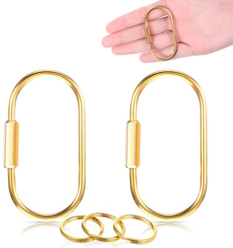 Ouligay 2 Stück Messing Schlüsselring mit Schraubverschluss Schlüsselanhänger Gold Schlüsselringe aus Goldene Messing Brass Screw Lock Keychain für Handtaschen Auto Schlüssel Zubehör