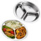 Lot de 2 assiettes plates rondes divisées en acier inoxydable avec 3 compartiments, assiettes divisées en acier inoxydable de 24 cm pour enfants, assiettes bariatriques, assiettes de camping,