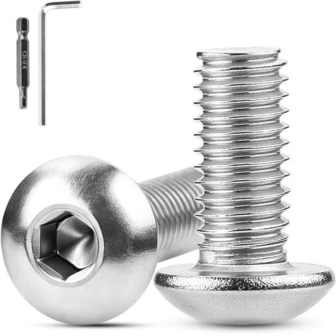 XRXYMQ 50 Stück Linsenkopfschrauben M6x12 mm Flachkopfschrauben Innensechskant 304 Edelstahl Schrauben Rundkopfschrauben Vollgewinde Maschinenschrauben für Möbeleinbau Holz Montage Sechseck