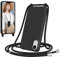 Woijrly Handyband für iPhone XR Hülle mit Band, Weiche TPU Silikon Necklace Handyhülle mit Abnehmbar Kordel, Verstellbar, Stossfest Handy Schutzhülle für iPhone XR, Schwarz