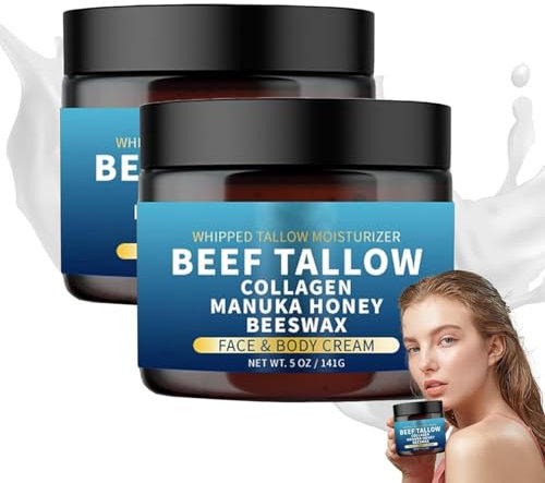 XHCOHWWU 7-in-1-Feuchtigkeitscreme mit Talg, Lippenbalsam aus grasgefütterten Talg- und Manuka-Honig-Balsam, Talg-Kollagen-Honig-Bienenwachs für Gesicht und Körper, geeignet für alle Hauttypen