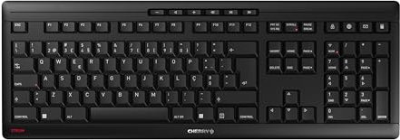 CHERRY Stream Keyboard Wireless, Kabellose Tastatur, Portugiesisches Layout (QWERTY), 2,4 GHz Funk, Leise Tasten, Flaches Design, Batteriebetrieben, Schwarz