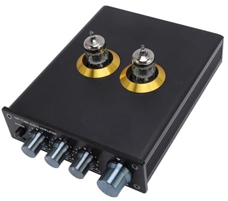 Vacuum Tube Phono Preamp, Tube Preamp Headphone Amplifier, Home Audio Preamplifier Mini Vacuum Pre Amp Receiver, GE5654 HiFi Headphone Amp for Home Theater Record Player (GB Plug)