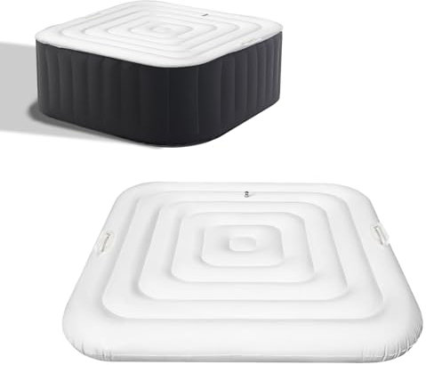 mumisuto Couvercle de Bain à Remous, PVC Couverture De Spa Gonflable, Protection & Conservation de la Chaleur, Couverture Whirlpool Durable pour Intérieur & Extérieur (Carré, 140cm)