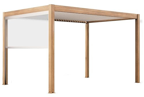 Oviala Pergola bioclimática autotransportada y motorizada iluminada 3x4m y 1 Store