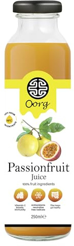 OORG Natural Sri Lankan Passionfruit Juice - 1 x 250ml bottle, A healthy & refreshing hydrating beverage, 100% fruit ingredients, No Preservatives (1 Bottle, Passionfruit)