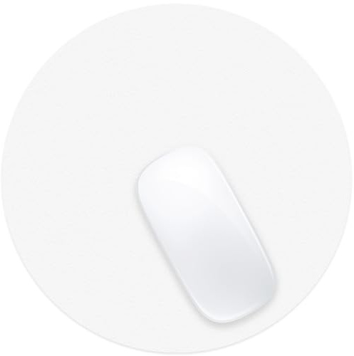 Audimi White Mouse Pad, All White Mousepad with Non-Slip for Computer Laptop Wireless Mouse Home Office Travel Work 8.7X8.7 Inch (22X22X0.2Cm)