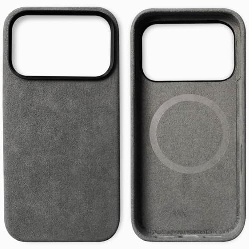LOXO CASE Alcantara-Hülle für iPhone 17 Pro Max/17 Pro, Handgefertigtes Italienisches Ultradünnes, Weiches Luxusgefühl, Kompatibel mit Magsafe (Grey,17 Pro)