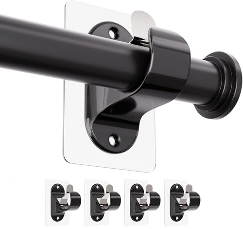 WEKIWGOT Soporte para Barra de Cortina Sin Taladro (Negro 4 Piezas)