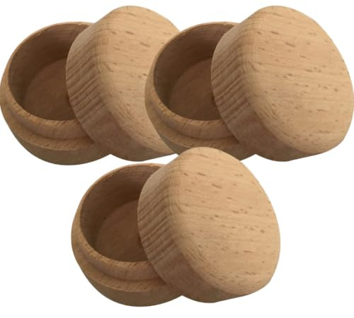 GAROZATION 3 Stück Ringbox Aus Holz Runde Schmuckschatulle Für Ringe Mit Deckel Kleine Aufbewahrungsbox Für Ohrstecker Und Ohrringe Für Verlobung Hochzeit Geburtstag Geschenk