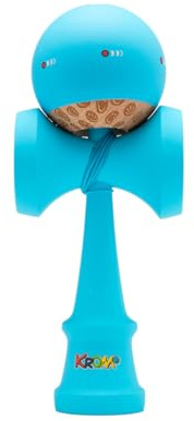 KROM Kendama KOLOR Blau – Kendama mit Gummibeschichtung, 2GOOD Shape, Ahorn-Ken & Buchen-Tama