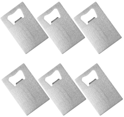 SILENRADAWN 6 piezas Abridor de Botellas Tarjeta de Acero Inoxidable Práctico y Portátil para Cartera Destapador Cervezas Resistente para Bar Camping y Hogar