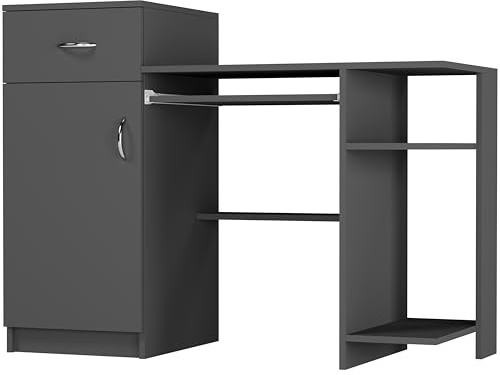 Framire Schreibtisch Anthrazit 120x50x92 cm – Computertisch mit Schublade & Aufsatzregal, Bürotisch für Home Office, Schul- & Jugendzimmer, Modern N-8