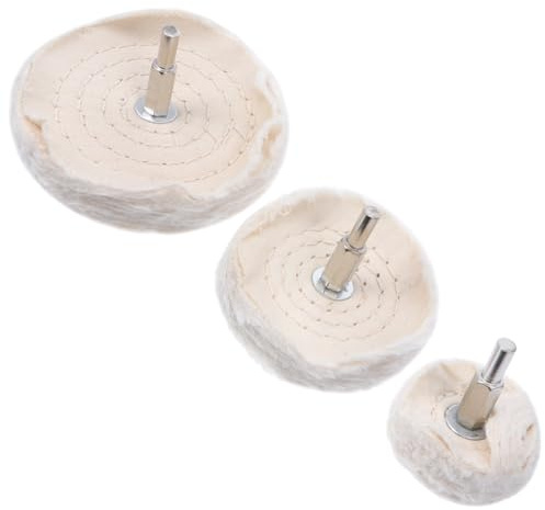 Warmhm Kit de Polissage 3pcs Roues en Tissu Beige pour Perceuse, Disque de Polissage en Coton pour Bois et Acier Inoxydable, pour Ponçage et Finition