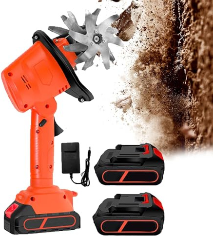 21v Cordless Tiller For Gardening, 360 Rpm Electric Garden Tiller, 2-in-1 Powered Mini Cultivator With 2.0ah Batteries & Charger, 5 Tilling Width, 4 Depth, For Lawn/soil Cultivation 2 Battery