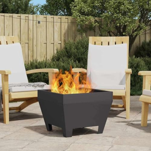Ordellia Brasero noir en acier 50 x 50 x 38 cm, 5,75 kg, finition mate, antirouille, pour terrasse et jardin, pare-feu d'extérieur avec résistance à la chaleur, résistant aux intempéries