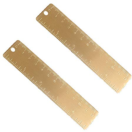 Juland 2PCS Goldmessing Lineal Handliches gerades Lineal Vintage Metall Kupfer Lesezeichen Cm Zoll Dual Scale Graviert 4.72 / 12cm