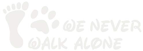 kleb-Drauf | 1 We Never Walk Alone | Weiß - matt | Wandtattoo Wandaufkleber Wandsticker Aufkleber Sticker | Wohnzimmer Schlafzimmer Kinderzimmer Küche Bad | Deko Wände Glas Fenster Tür Fliese