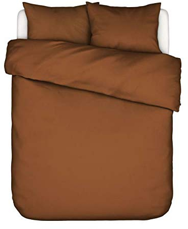 Essenza Bettwäsche Minte Leather Brown, 155x220 + 1x 80x80 cm, 100% Baumwollsatin, Uni