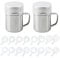 AIFUDA 2 Stück Edelstahl Dredge Shaker mit Griff und 16 Stück Druckformen Schablonen, Salz, Pfeffer, Kaffee, Kakao, Zimt, Pulver Dose mit Loch für Küche Backen Kochen