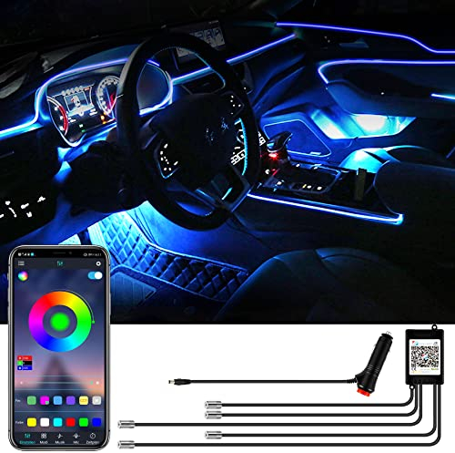 YAOBLUESEA 12V Striscia LED per Interni Auto 6M Luci Abitacolo Ambientali Illuminazione 5050 RGB al Neon Lampade Impermeabili con APP