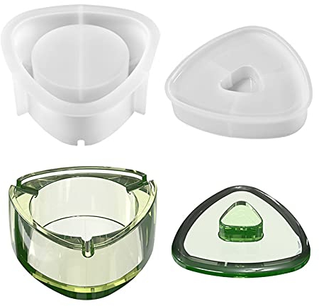 TSQZE Aschenbecher Silikonform Untersetzer Epoxidharz, DIY Aschenbecher Form Epoxidharz Formen Mit Deckel Für Schmuck, Blumentopf, Aschenbecher Leuchter Duftkerze