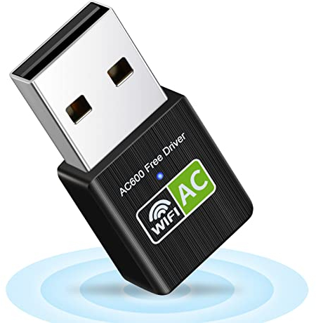 Adattatore WiFi USB, Chiavetta Ricevitore WiFi per PC fisso, 600Mbps Dual Band 2.4/5.8GHz Nessun Bisogno di Driver Mini WiFi Stick per PC Desktop Laptop Portatile, Windows 10/8.1/8/7/XP