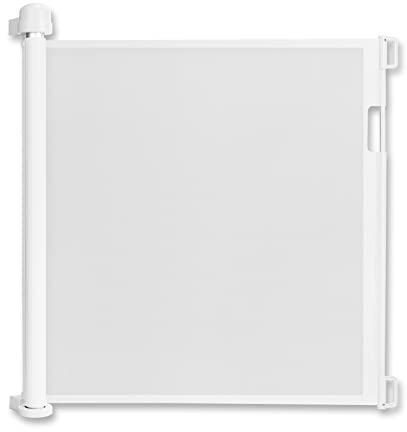 Froadp PVC Türschutzgitter, Ausziehbar Baby Treppengitter für Kinder und Haustiere, Einziehbares Treppenschutzrollo, Hundebarrieren Türgitter, Mobile Absperrgitter (0-180cm, Weiß)