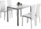 MOMMA HOME Conjunto de Mesa y Sillas Melbourne - con 4 Sillas - Mesa Fija - con Encimera de Cristal - para Salón y Cocina - Muy Elegante - Diseño Moderno Color Blanco