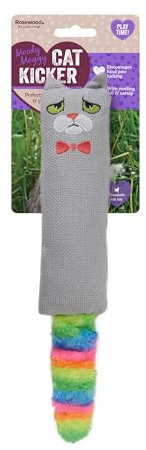 Rosewood Moody Moggy Regenbogen Katzen-Kicker – Interaktives Katzenspielzeug mit Katzenminze – Buntes Kickspielzeug zum Treten, Kuscheln & Spielen
