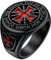 FaithHeart Crusader Red Cross Rings for Soldiers Punk Knight Templar's Ring Black Stainless Steel Pinky Rings Size T 1/2
