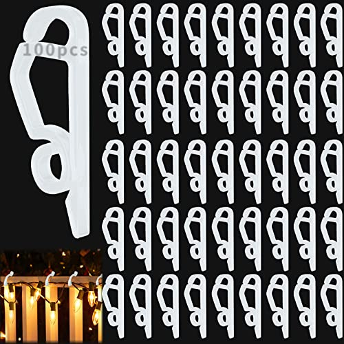 Qunkun 120 Stück Weihnacht Licht Clips,Dachrinnenhaken,Dachrinne Lichterkette,Kunststoff Lichterkette Haken, Lichterkette Halterung,Mini Dachrinne Haken,Weihnachten Mini Haken,Hang Haken