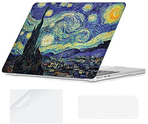 YOPAS Cover per MacBook Air 13 M4 M3 M2 A3240 A3113 A2681 2025 2024 2022, Plastica Custodia per Macbook Air 13,6 pollici & Tastiera Cover & Protezione Schermo, Van Gogh