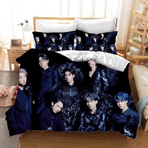DDONVG BTS Bettwäsche 135x200 Cartoon Anime BT21 Bettbezug Set Kinder Mikrofaser Bettwäsche Mit Reißverschluss Und Kissenbezug (10,135 X 200 cm 50 x 75 x 1)