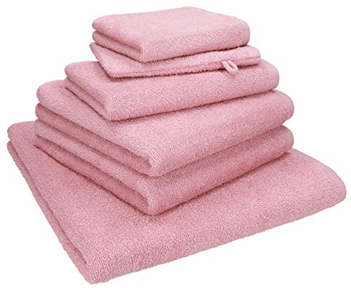 Betz Lot de 6 pièces Berlin 100% Coton 1 Drap de Bain 2 Serviettes de Toilette 1 d'invité 1 Lavette 1 Gant de Toilette Couleur Lotus - Berlin