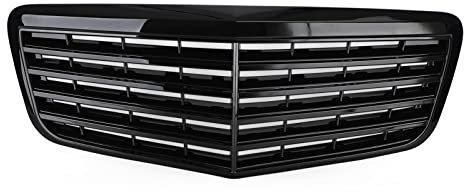 Kühlergrill Frontstoßstangengrill Grill für Mercedes für Benz für W211 für E350 500 2007 2008 2009 glänzend schwarz Auto Autoteile Kühlergrill Streifen