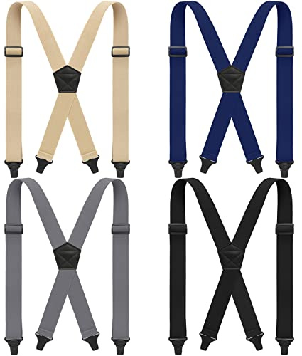 Sintege 4 Pcs X Back Hidden Suspenders Heavy Duty Hiking Suspenders Adjustable Under Clothing Suspenders Invisible Belt