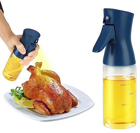 FANNAS 1 Pezzi Spruzzino Olio 150ml,Blu Vetro Spruzzino Olio,con Linee Graduate Spruzzatore di Olio D'Oliva Olio Bottiglia Spray Spruzzo Olio Friggitrice Aria,Ideato per la Cottura in Cucina