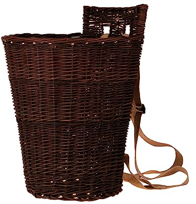 e-wicker24 Alles aus Weide Obst- und Gemüsepflücksack in Form einer Weide mit Schultergurten braun