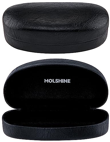 molshine Custodia rigida per occhiali da sole,classica custodia grande per occhiali da sole,occhiali con panno per la pulizia,custodia (Nero)