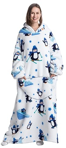 MAYSTEPPE Extra Lange übergroße Decke Hoodie, Erwachsene Frauen Sherpa Fleece Wearable Decke Warme und gemütliche riesige Kapuzendecke Fluffy Sweatshirt für Frauen und Männer